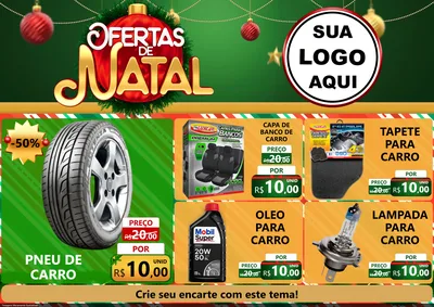 Modelo de Encarte para Encarte A4 Horizontal com o tema Ofertas de Natal para Auto peças
