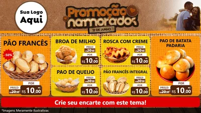 Modelo de TV para TV Horizontal com o tema Promoção Namorados para Padaria