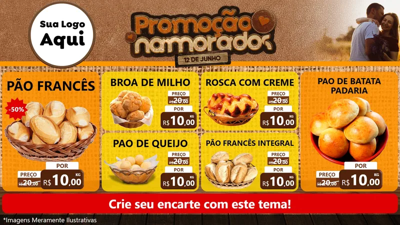 Modelo de TV para TV Horizontal com o tema Promoção Namorados para Padaria