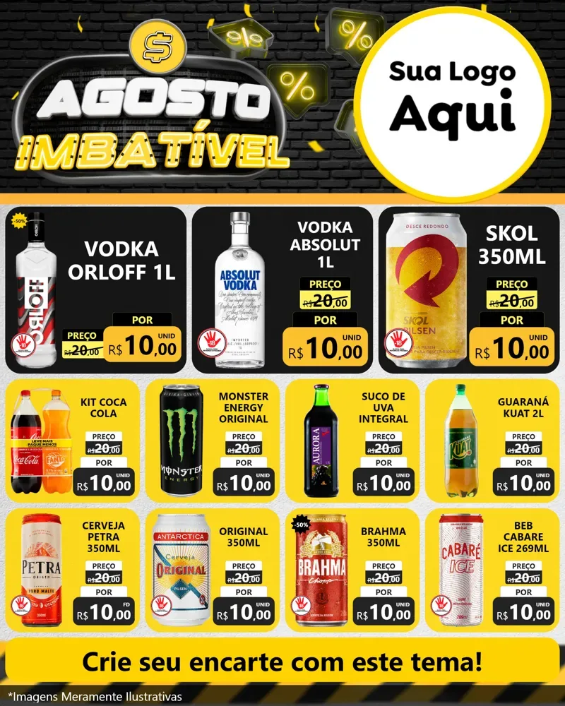 Modelo de Rede Social para Feed Instagram com o tema Agosto Imbatível para Distribuidora de bebidas