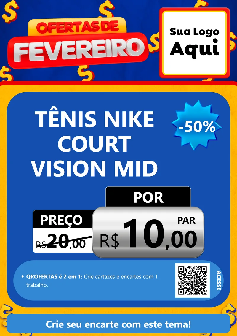 Modelo de Cartaz para Cartaz A4 Vertical com o tema Ofertas de Fevereiro para Calçados