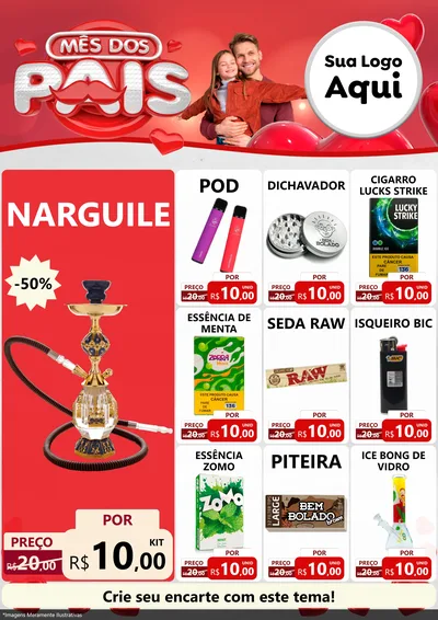 Modelo de Encarte para Encarte A4 Vertical com o tema Mês dos Pais para Tabacaria