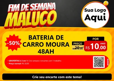 Modelo de Cartaz para Cartaz A4 Horizontal com o tema Final de Semana Maluco para Baterias Elétricas