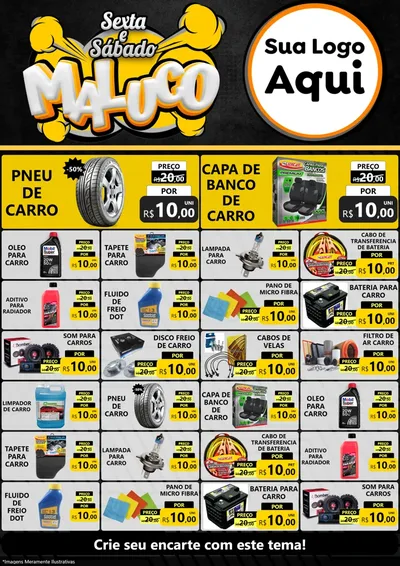 Modelo de Encarte para Encarte A4 Vertical com o tema Sexta e Sábado Maluco para Auto peças