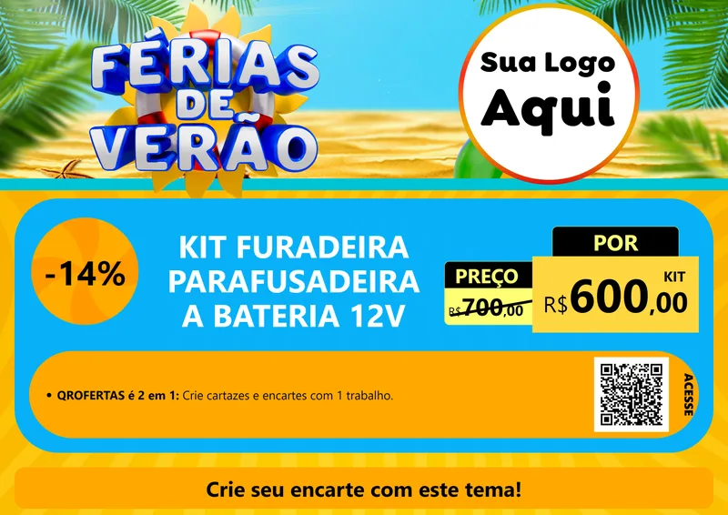 Modelo de Cartaz para Cartaz A4 Horizontal com o tema Férias de Verão para Maquinas e Ferramentas