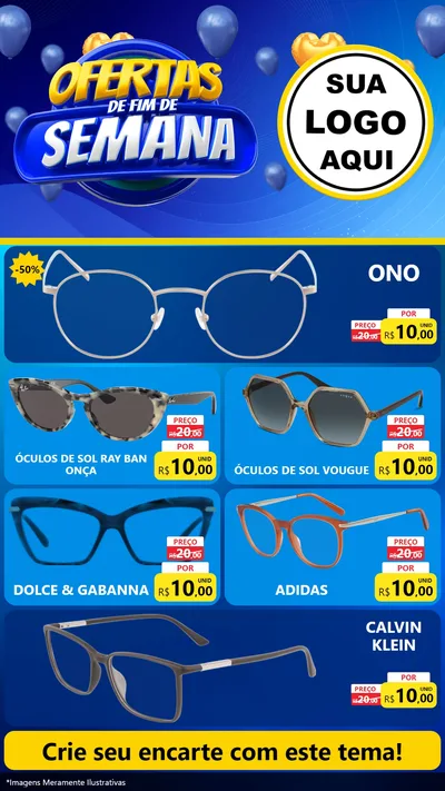 Modelo de TV para TV Vertical com o tema Ofertas de Fim de Semana para Óticas