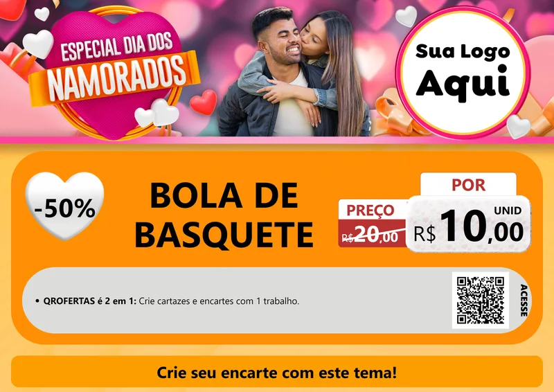 Modelo de Cartaz para Cartaz A4 Horizontal com o tema Especial Dia dos Namorados para Artigos Esportivos