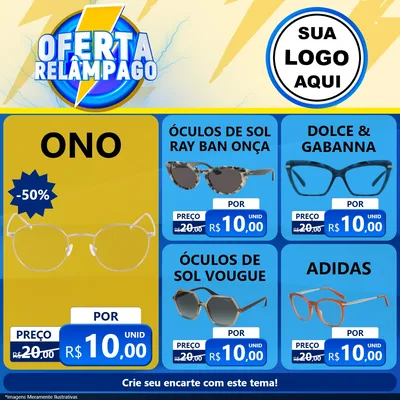 Modelo de Rede Social para Feed Facebook com o tema Oferta Relâmpago para Óticas