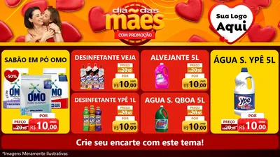 Modelo de TV para TV Horizontal com o tema Dia das Mães com Promoção para Produtos de Limpeza