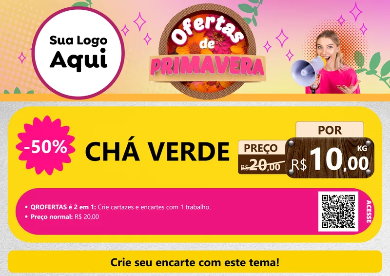 Modelo de Cartaz para Cartaz A4 Horizontal com o tema Ofertas de Primavera para Produtos Naturais