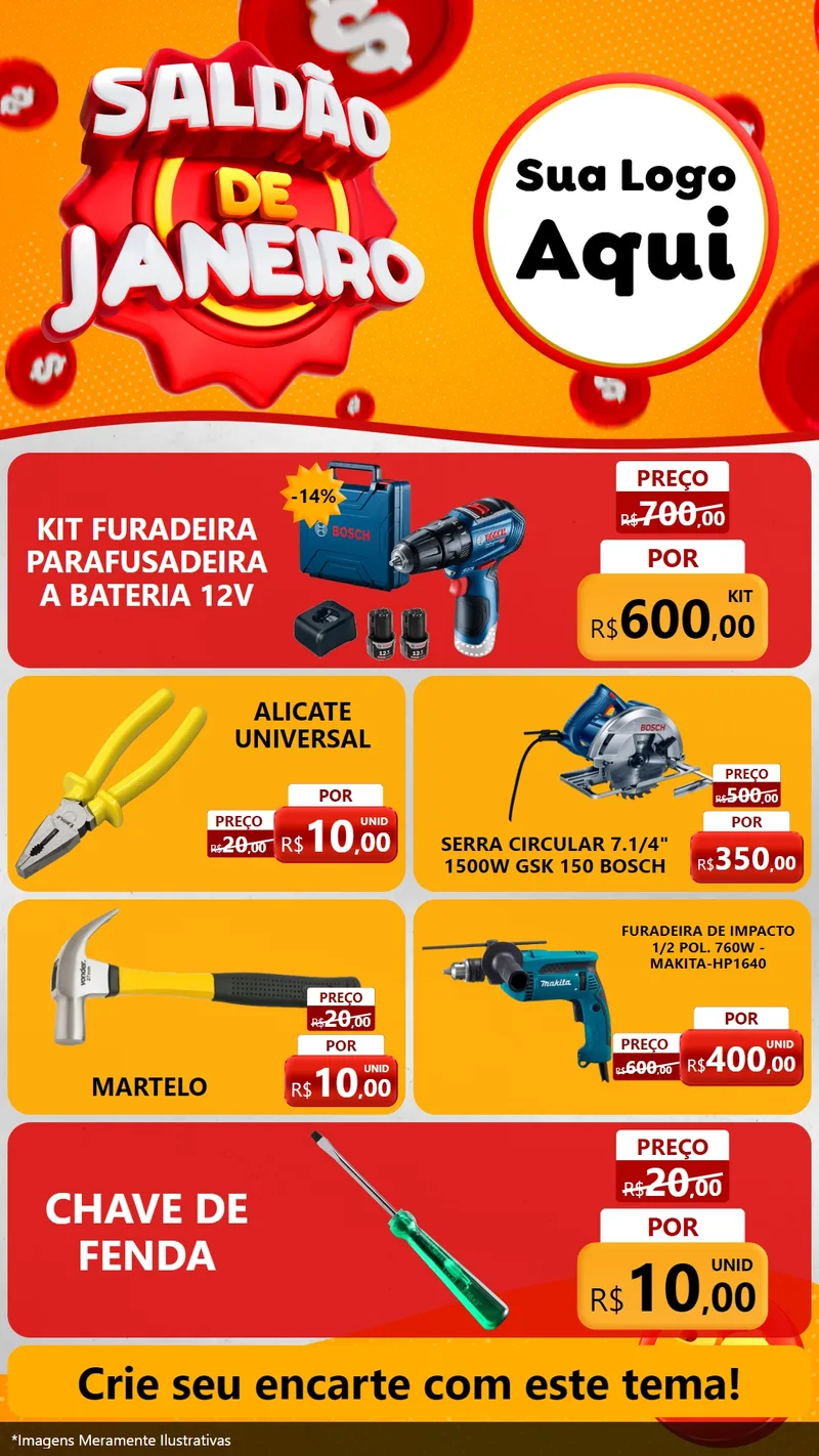 Modelo de TV para TV Vertical com o tema Saldão de Janeiro para Maquinas e Ferramentas