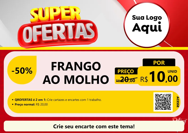 Modelo de Cartaz para Cartaz A4 Horizontal com o tema Super Ofertas para Restaurante