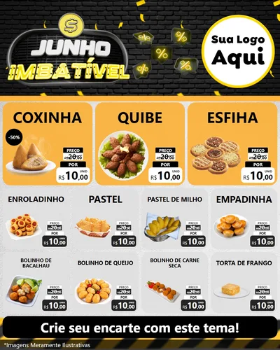 Modelo de Rede Social para Feed Instagram com o tema Junho Imbatível para Salgadaria