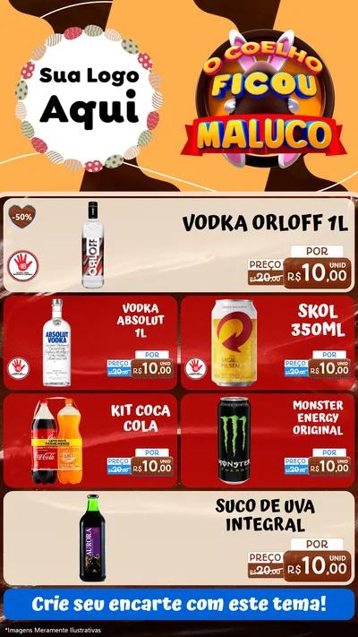 Modelo de TV para TV Vertical com o tema O Coelho Ficou Maluco - Páscoa para Distribuidora de bebidas