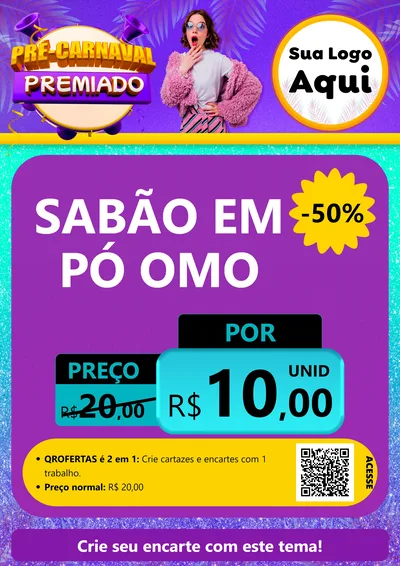 Modelo de Cartaz para Cartaz A4 Vertical com o tema Pré-Carnaval Premiado para Produtos de Limpeza