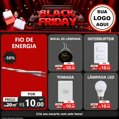 Modelo de Rede Social para Feed Facebook com o tema Black Friday para Materiais Elétricos
