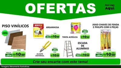 Modelo de TV para TV Horizontal com o tema Ofertas Verde Cartaz para Material para Construção