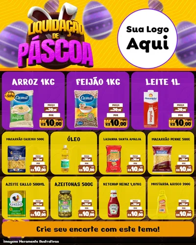 Modelo de Rede Social para Feed Instagram com o tema Liquidação de Páscoa para Supermercado