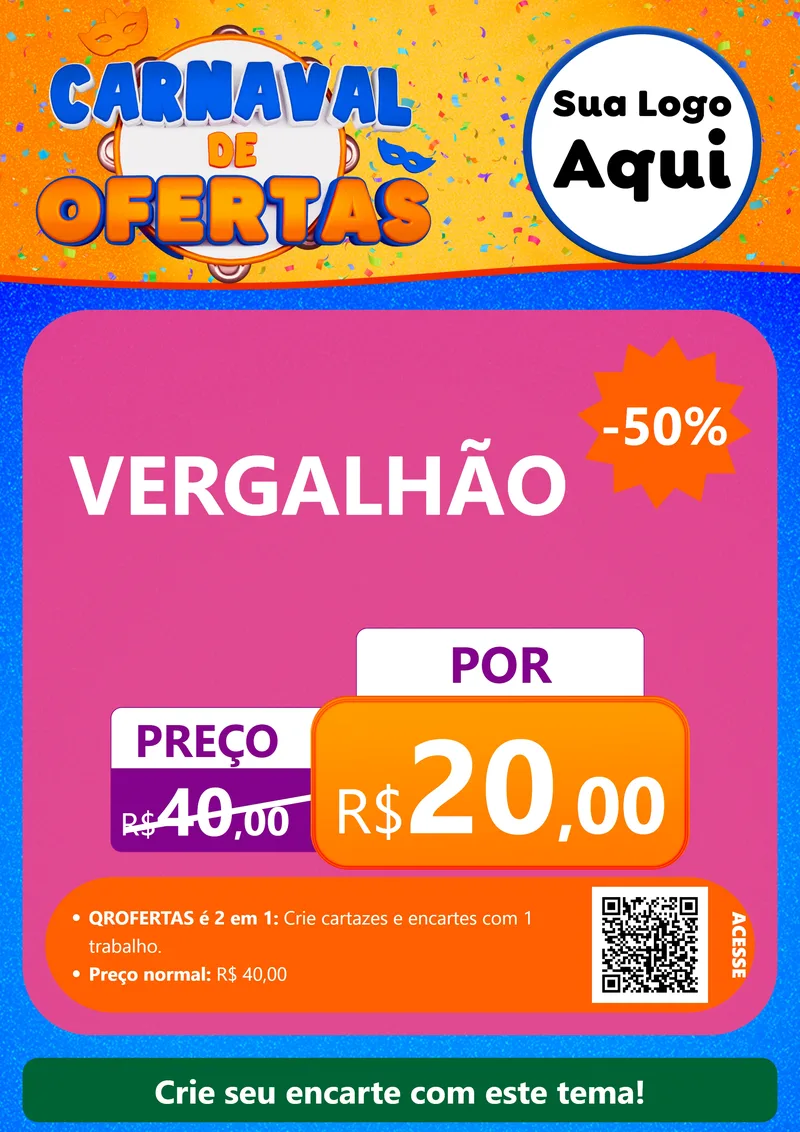 Modelo de Cartaz para Cartaz A4 Vertical com o tema Carnaval de Ofertas para Ferragens
