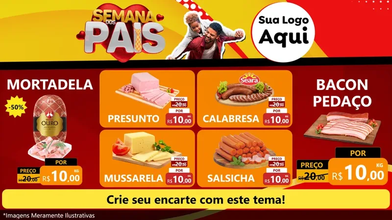 Modelo de TV para TV Horizontal com o tema Semana Dos Pais para Frios e Laticínios