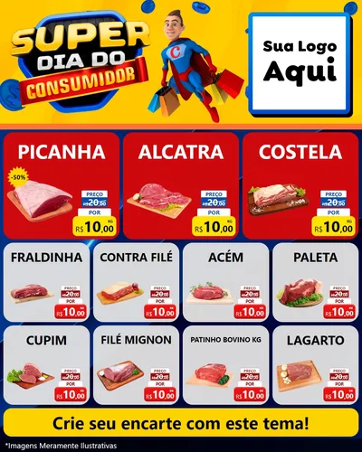 Modelo de Rede Social para Feed Instagram com o tema Super Dia do Consumidor para Açougue