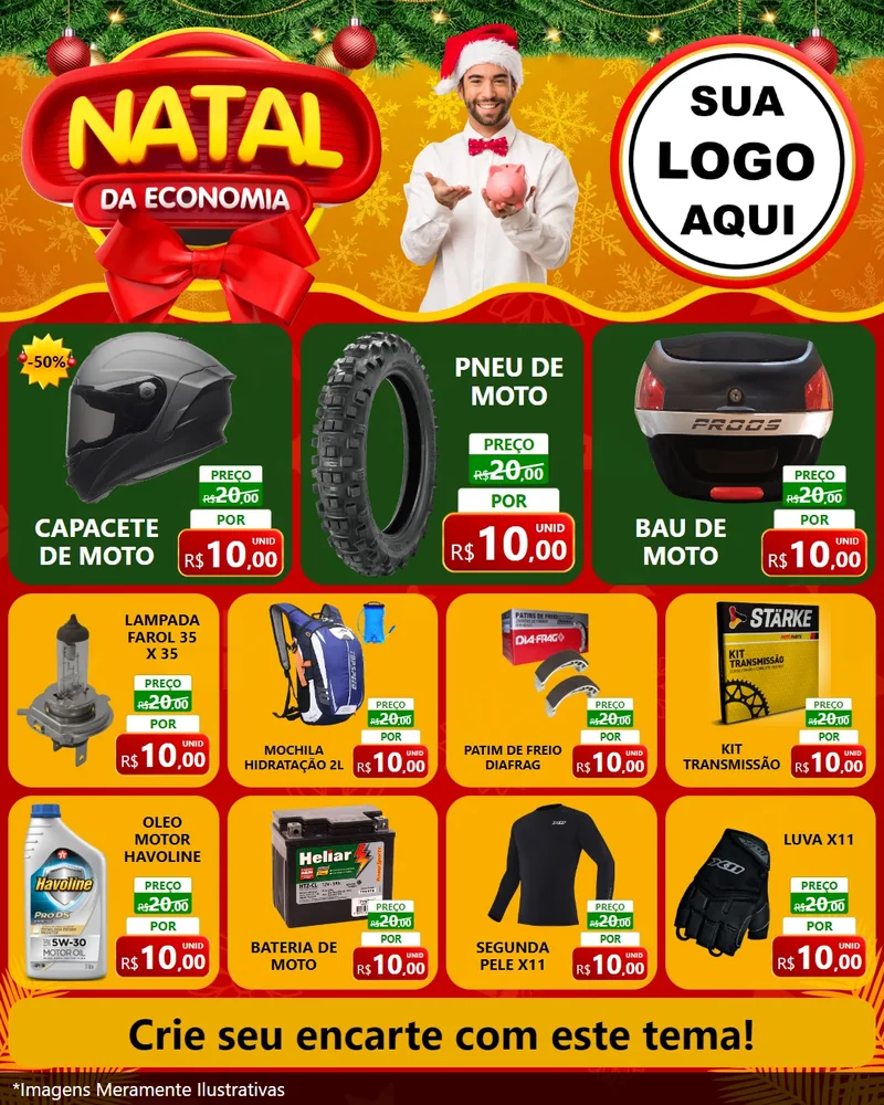 Modelo de Rede Social para Feed Instagram com o tema Natal da Economia para Moto peças