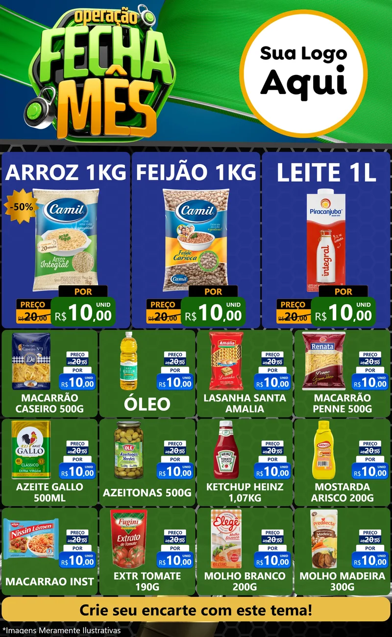 Modelo de Encarte para Encarte Grande com o tema Operação Fecha Mês para Supermercado