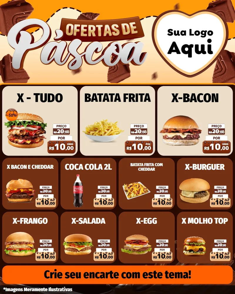 Modelo de Rede Social para Feed Instagram com o tema Ofertas de Páscoa para Hamburgueria