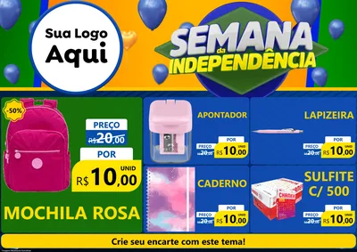 Modelo de Encarte para Encarte A4 Horizontal com o tema Semana da Independência para Papelaria