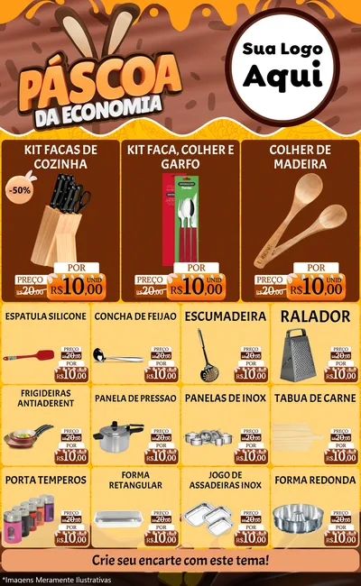 Modelo de Encarte para Encarte Grande com o tema Páscoa da Economia para Utilidades Domésticas
