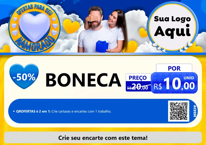 Modelo de Cartaz para Cartaz A4 Horizontal com o tema Ofertas Para Seu Namorado para Brinquedos
