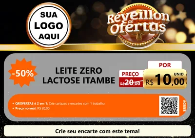 Modelo de Cartaz para Cartaz A4 Horizontal com o tema Réveillon de Ofertas para Frios e Laticínios
