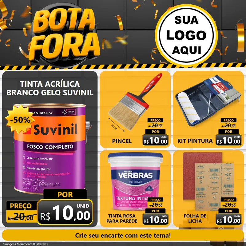 Modelo de Rede Social para Feed Facebook com o tema Bota Fora para Tintas e Ferramentas