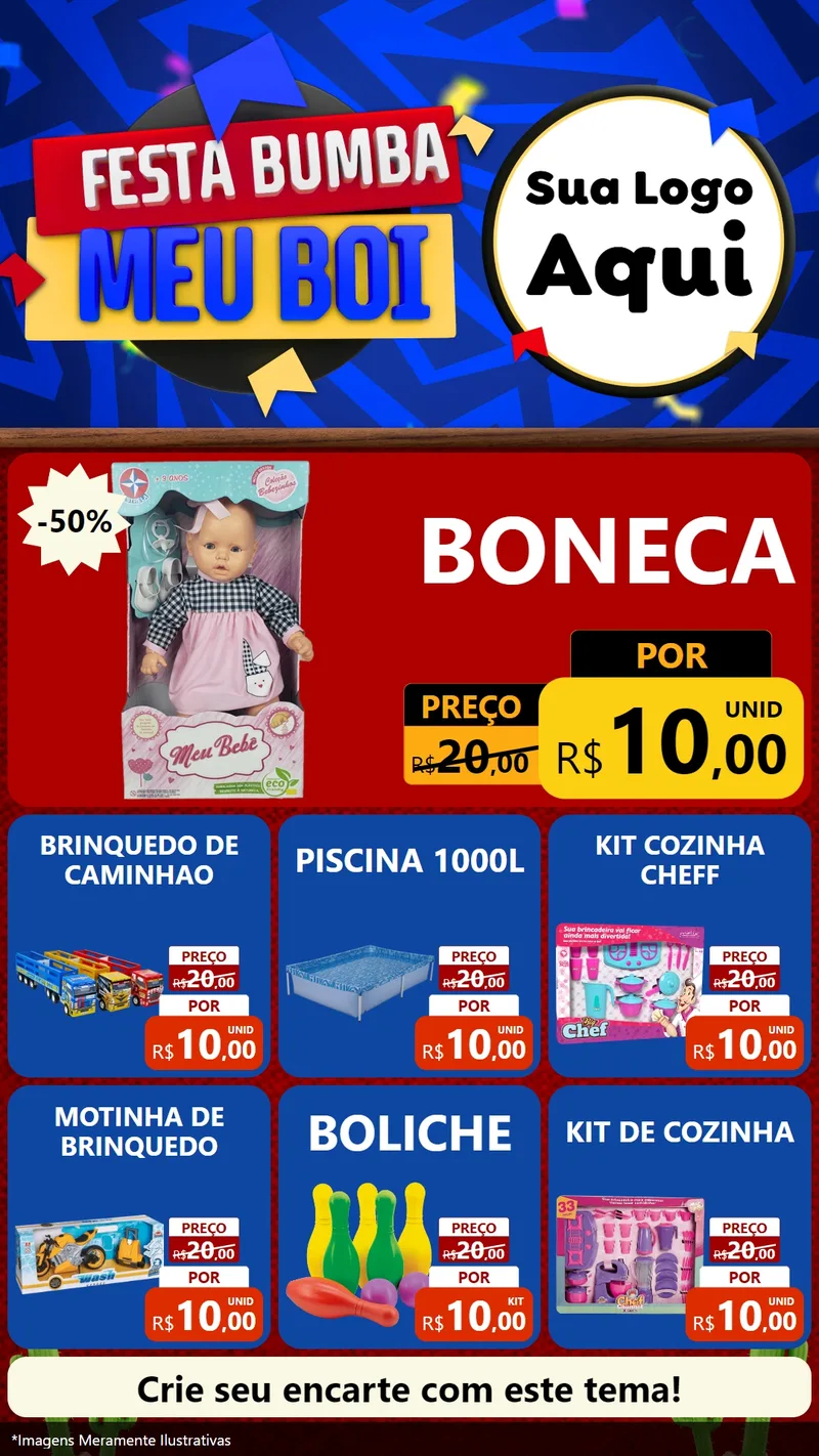 Modelo de Rede Social para Stories com o tema Festa Bumba meu Boi para Brinquedos