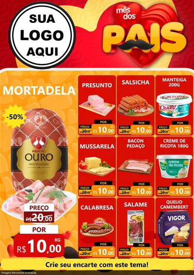 Modelo de Encarte para Encarte A4 Vertical com o tema Mês Dos Pais para Frios e Laticínios