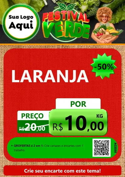 Modelo de Cartaz para Cartaz A4 Vertical com o tema Festival Verde para Hortifrúti