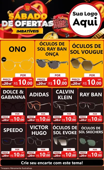 Modelo de Encarte para Encarte Grande com o tema Sábado de Ofertas Imbatíveis para Óticas