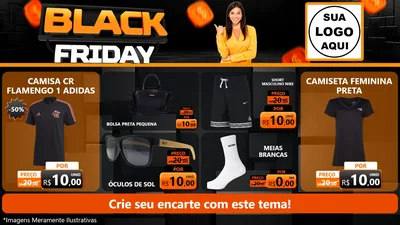 Modelo de TV para TV Horizontal com o tema Black Friday para Roupas e acessórios