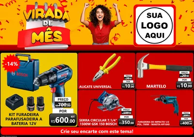 Modelo de Encarte para Encarte A4 Horizontal com o tema Virada de Mês para Maquinas e Ferramentas