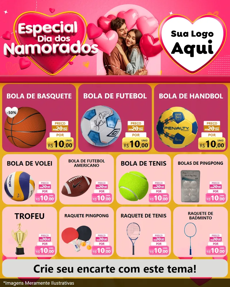 Modelo de Rede Social para Feed Instagram com o tema Especial Dia dos Namorados para Artigos Esportivos