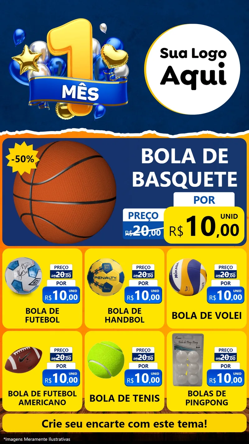 Modelo de Rede Social para Stories com o tema Um Mês de Aniversário para Artigos Esportivos