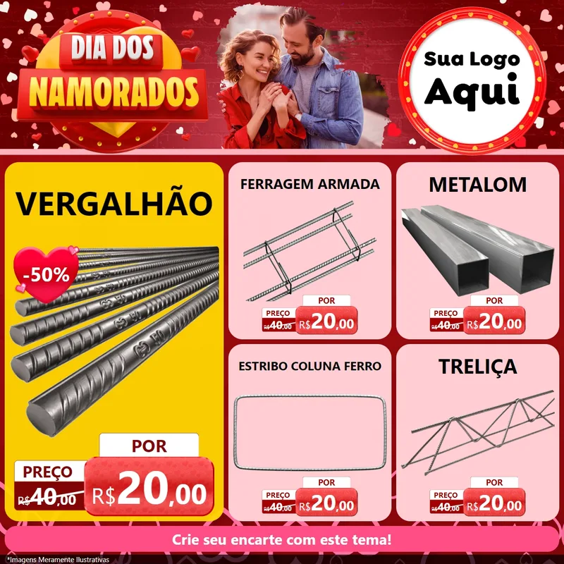 Modelo de Rede Social para Feed Facebook com o tema Dia Dos Namorados para Ferragens