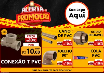 Modelo de Encarte para Encarte A4 Horizontal com o tema Alerta de Promoção para Tubos e conexões