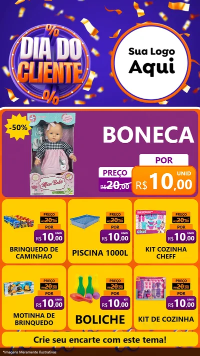 Modelo de Rede Social para Stories com o tema Dia do Cliente para Brinquedos