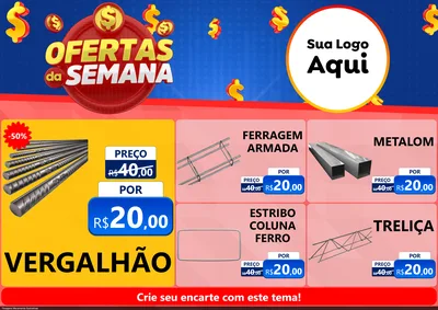 Modelo de Encarte para Encarte A4 Horizontal com o tema Ofertas Da Semana para Ferragens