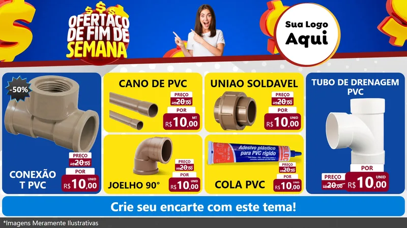 Modelo de TV para TV Horizontal com o tema Ofertaço de Fim de Semana para Tubos e conexões