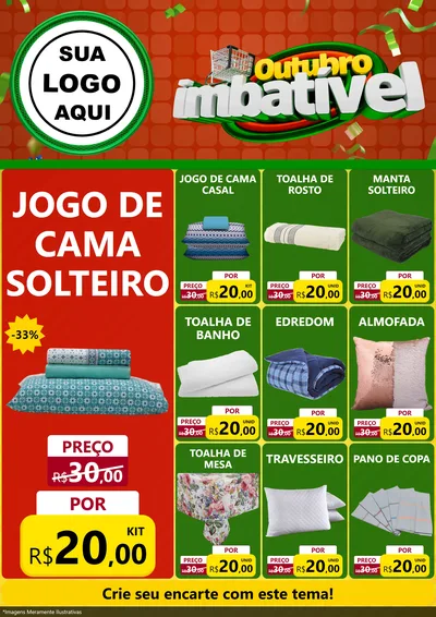 Modelo de Encarte para Encarte A4 Vertical com o tema Outubro Imbatível para Cama, Mesa e Banho