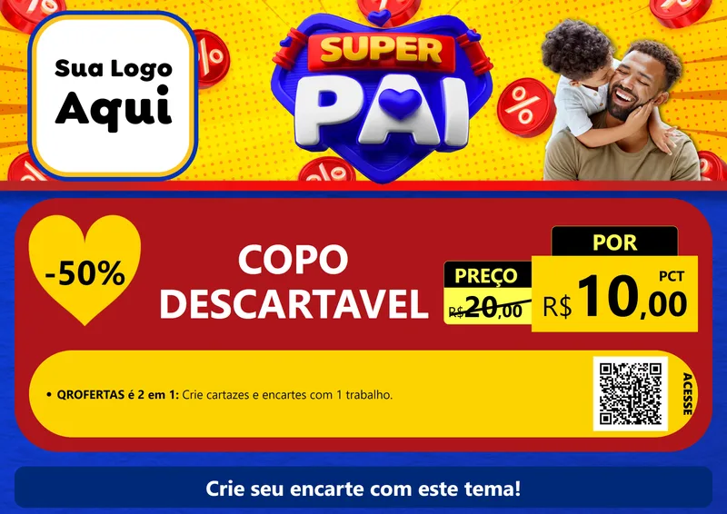 Modelo de Cartaz para Cartaz A4 Horizontal com o tema Super Pai para Embalagens