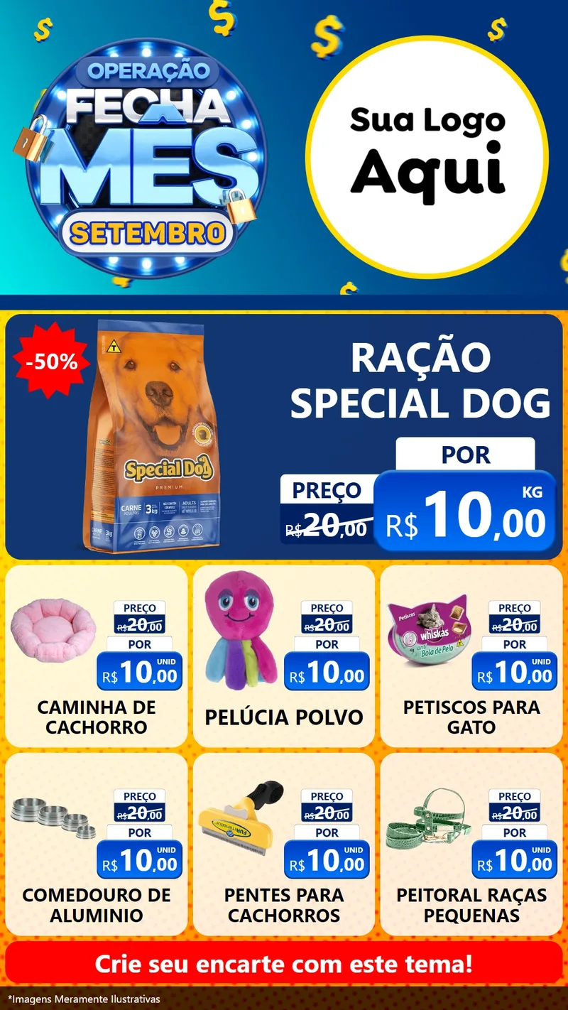 Modelo de Rede Social para Stories com o tema Operação Fecha Mês Setembro para Pet Shop