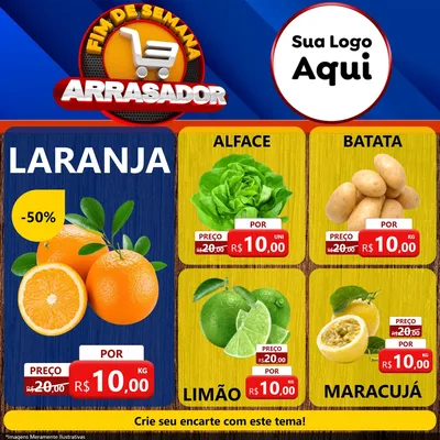 Modelo de Rede Social para Feed Facebook com o tema Fim De Semana Arrasador para Hortifrúti
